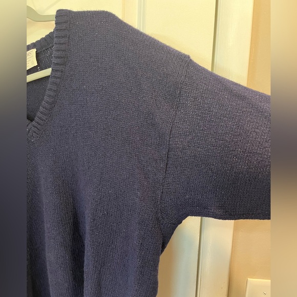 100% Shetland Wool THE MOORS Sweater by Lord Jeff Vintage 80’s Sz L Navy Blue - Picture 7 of 14